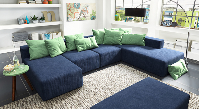 Диван в интерьере гостиной-27, модульный диван Драм